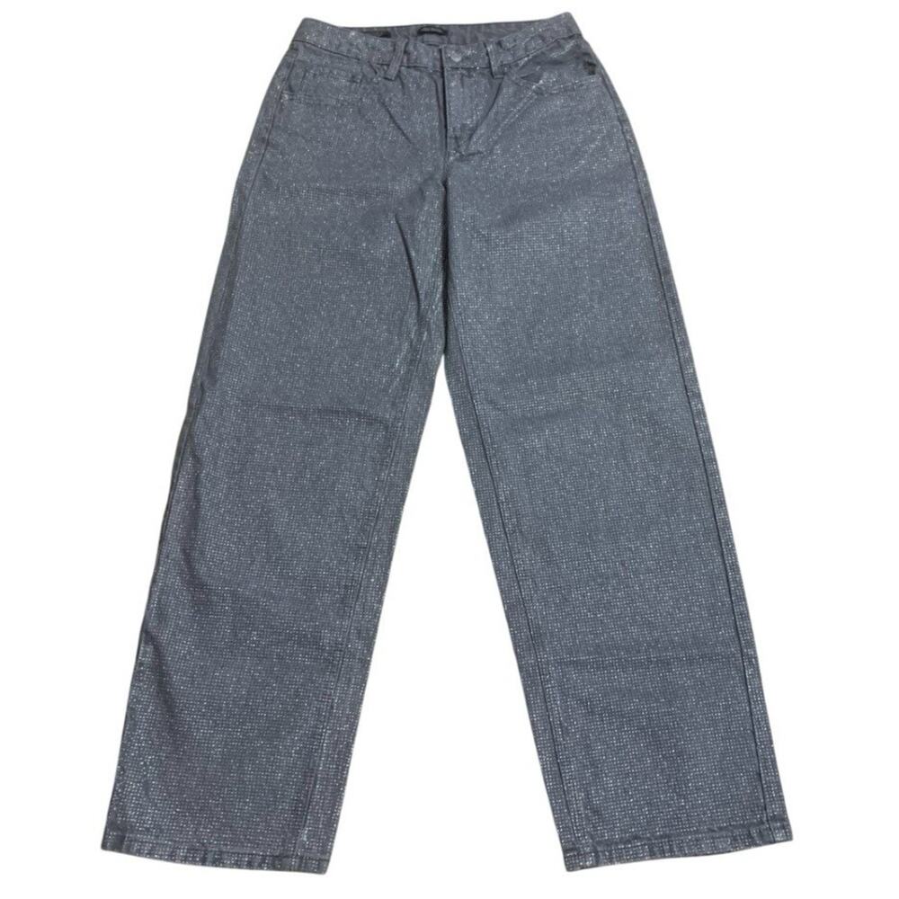Wild Fable Jeans Womens 4 Mid-Rise 90s Relaxed Straight EasyRigid Metallic NWT